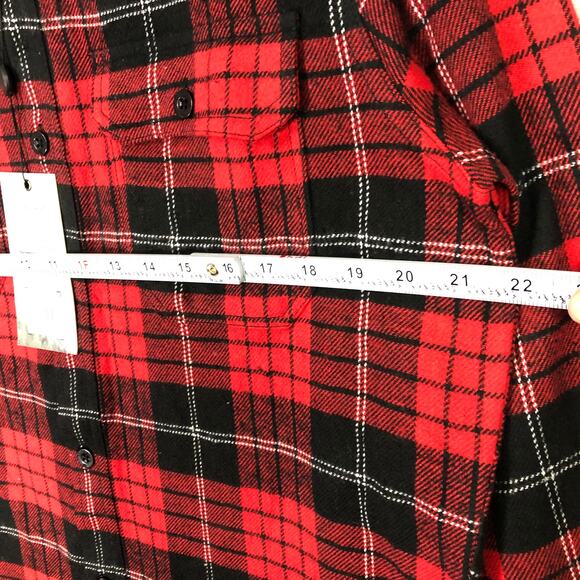 Rainforest‎ Flannel Shirt Mens Small Red Black Plaid Cotton Brushed Heavyweight - Picture 7 of 11